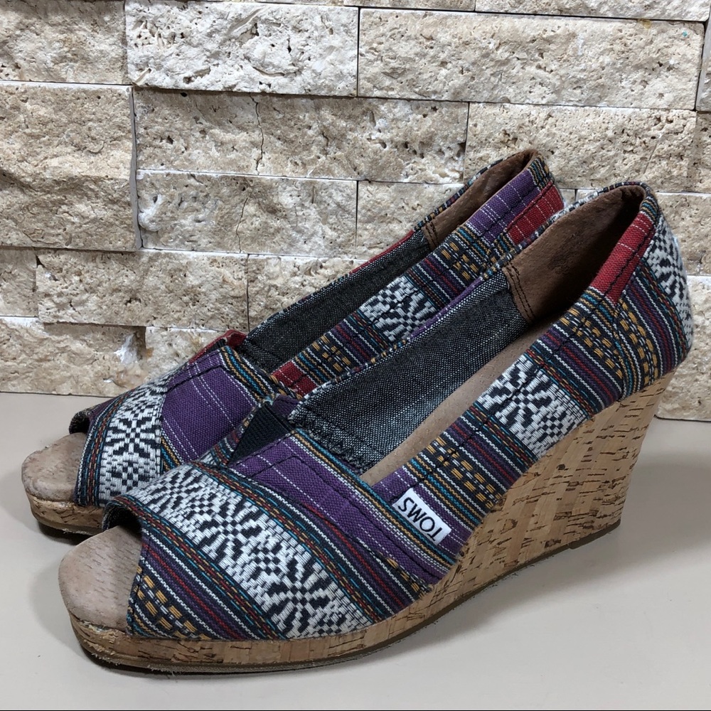 Toms Women's Shoes Heels Wedge Size 7.5 Sandals